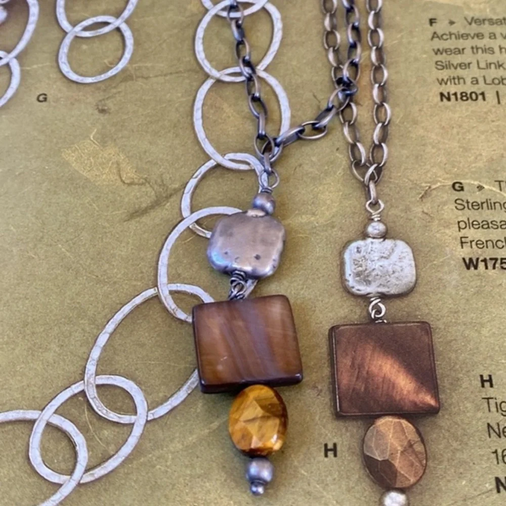 Silpada Mother of Pearl, Tigers Eye and Oxidized silver Necklace N1336 - Picture 6 of 6